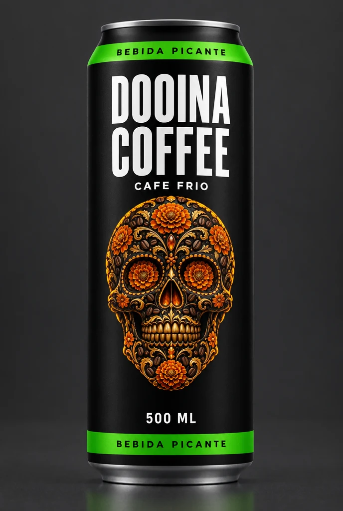 Lata de Dooina Coffee México sobre fondo oscuro